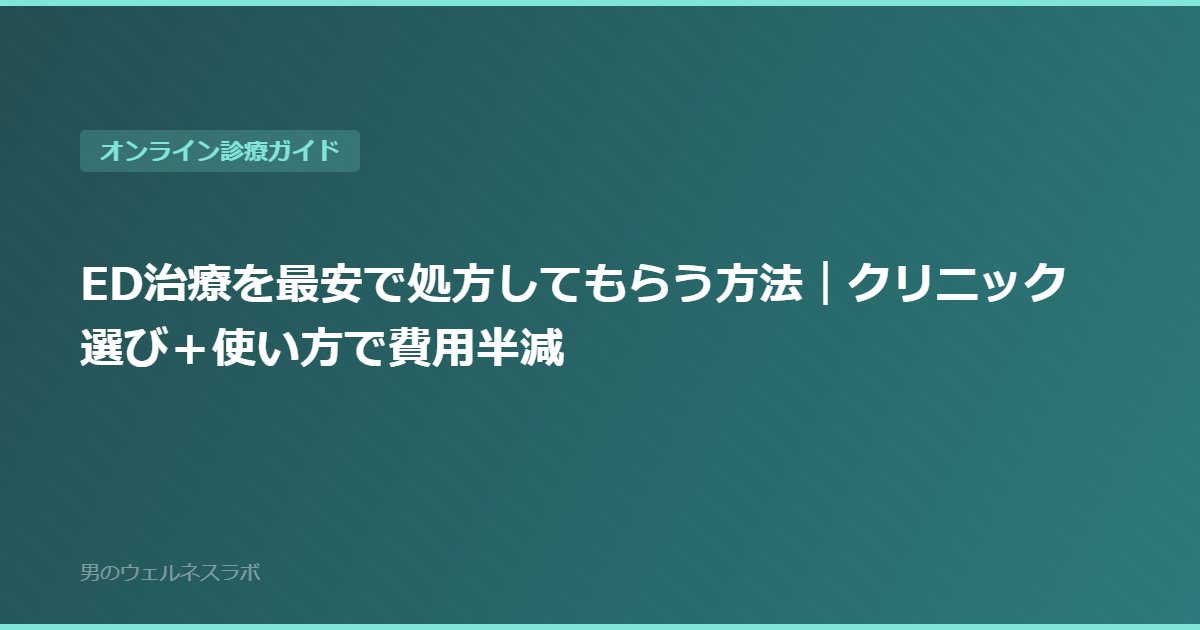 ED治療を最安で処方してもらう方法｜クリニック選び＋使い方で費用半減