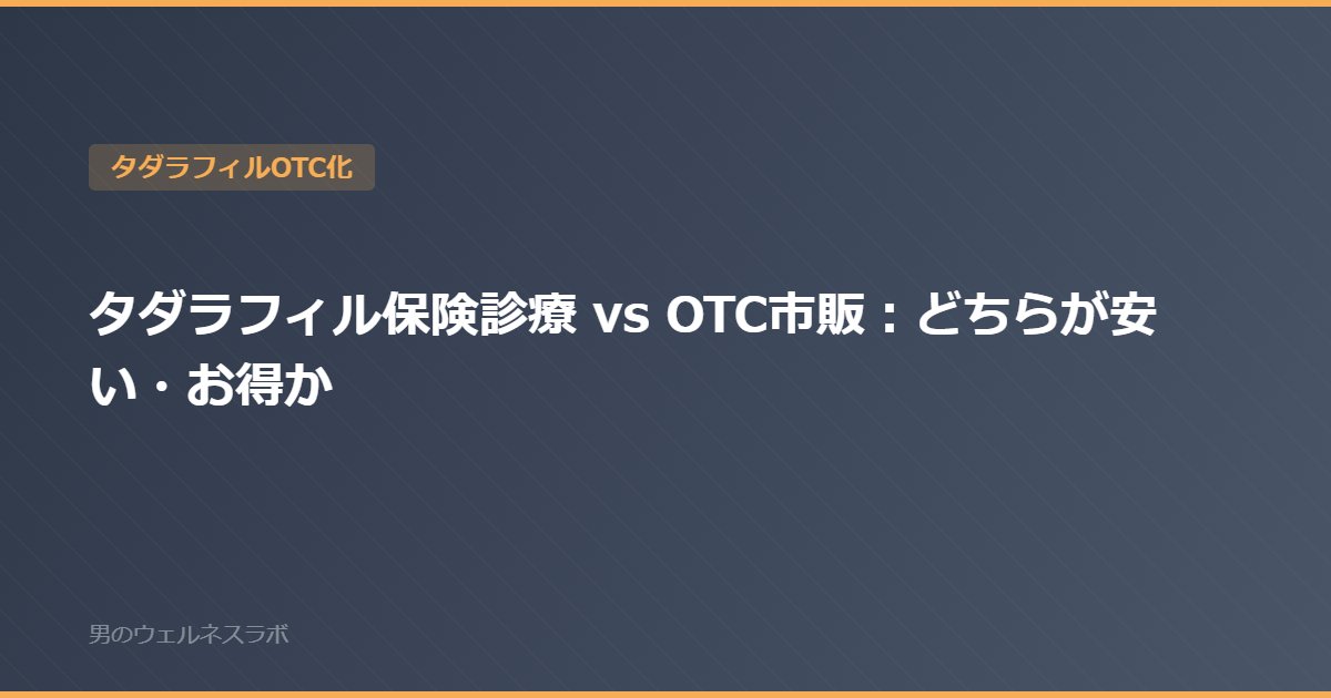 タダラフィル保険診療 vs OTC市販：どちらが安い・お得か